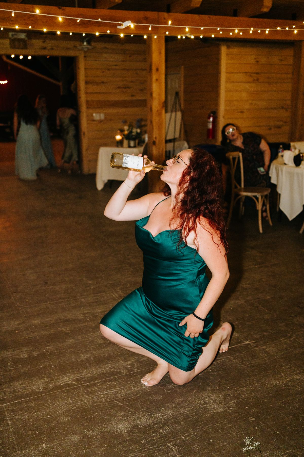 Late night dancing celebration in the quonset barn at Deer Meadow Farm Manitoba wedding