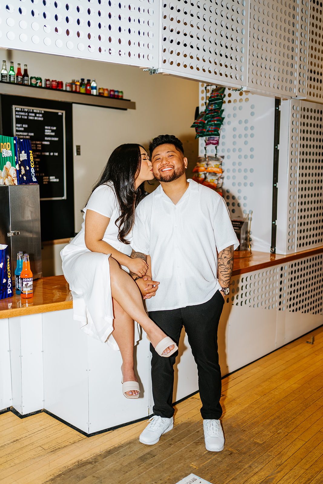 Ayanna and Paul engagement session movie theatre Winnipeg — Ngo Photography