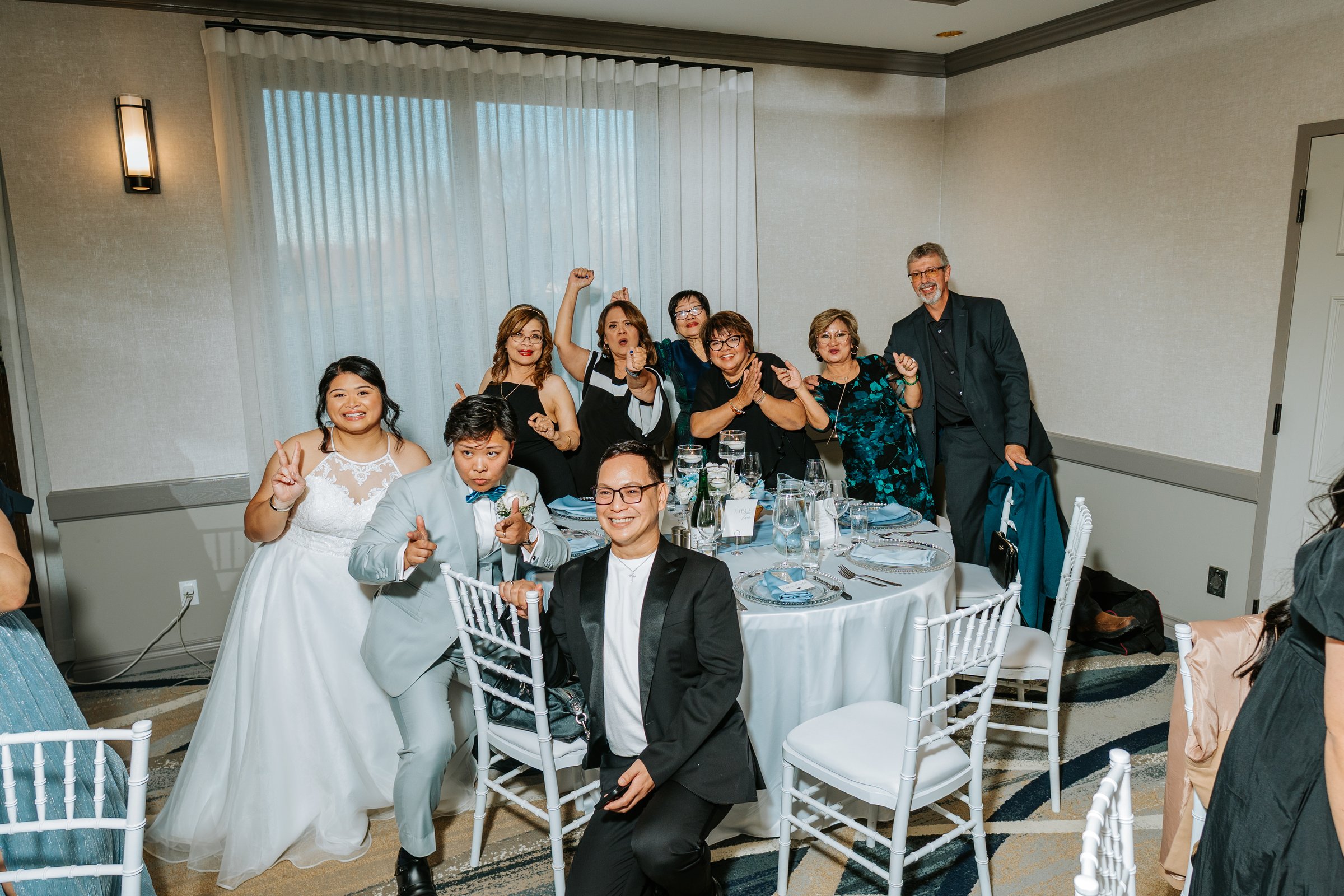 Reception details and cocktail hour at Bel Acres Golf and Country Club — wedding photography by Chris Ngo, Ngo Photography