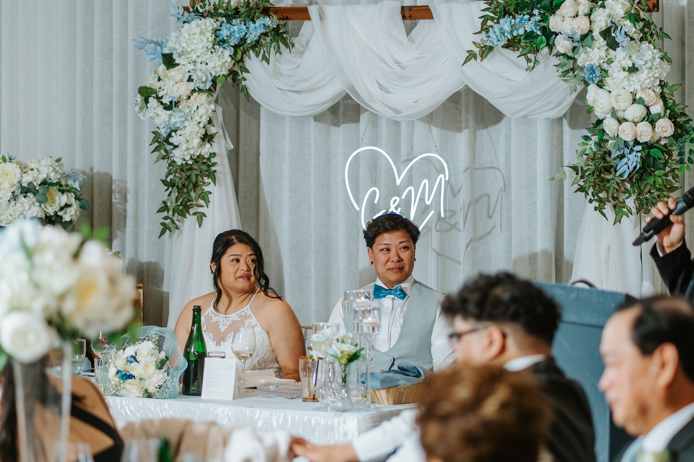 Full dance floor at Bel Acres Diner Hall reception — October 2025 wedding photography by Chris Ngo