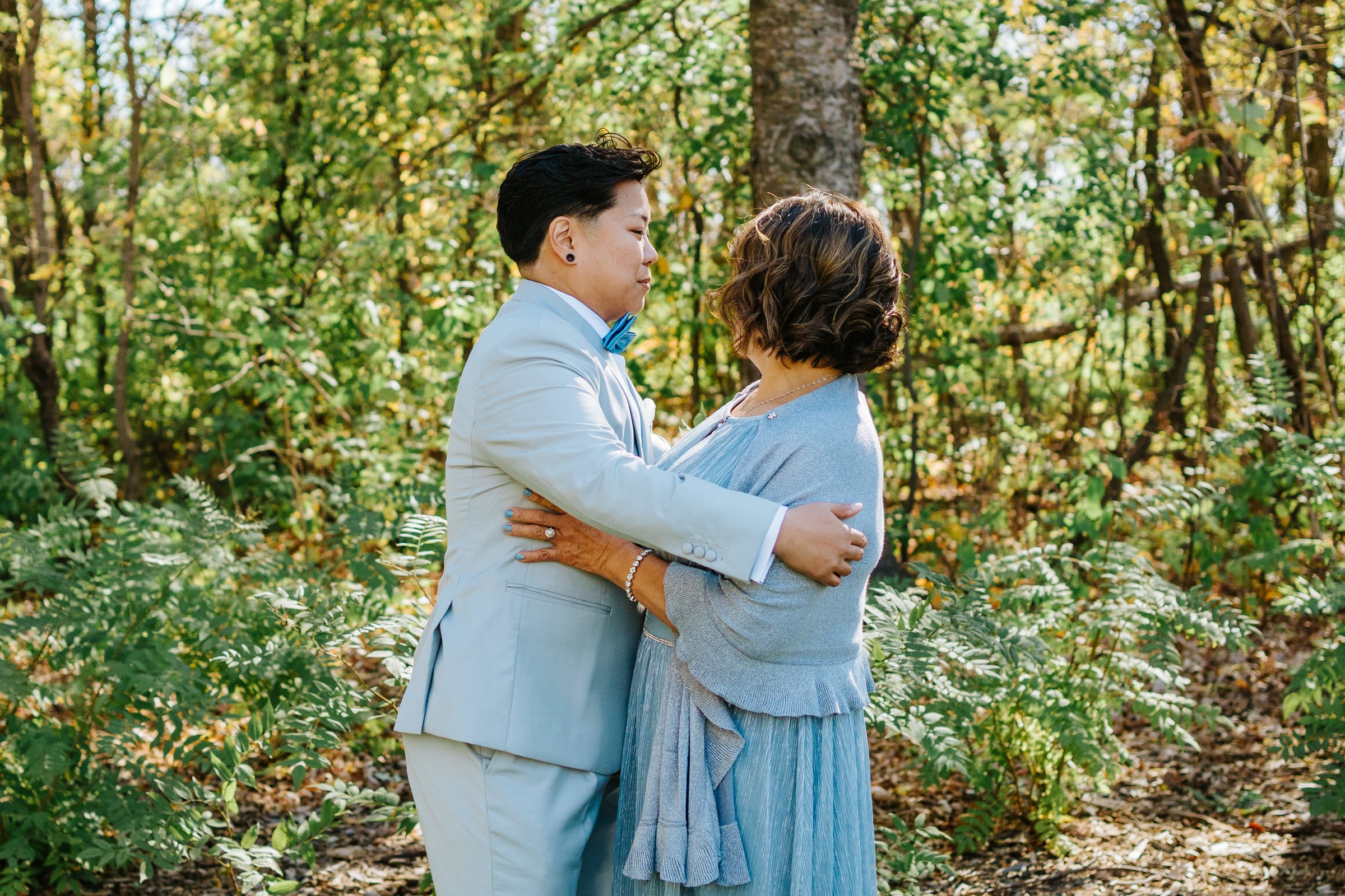 Gin and Marieanne emotional first look at Bel Acres — wedding photography by Ngo Photography, Rosser Manitoba