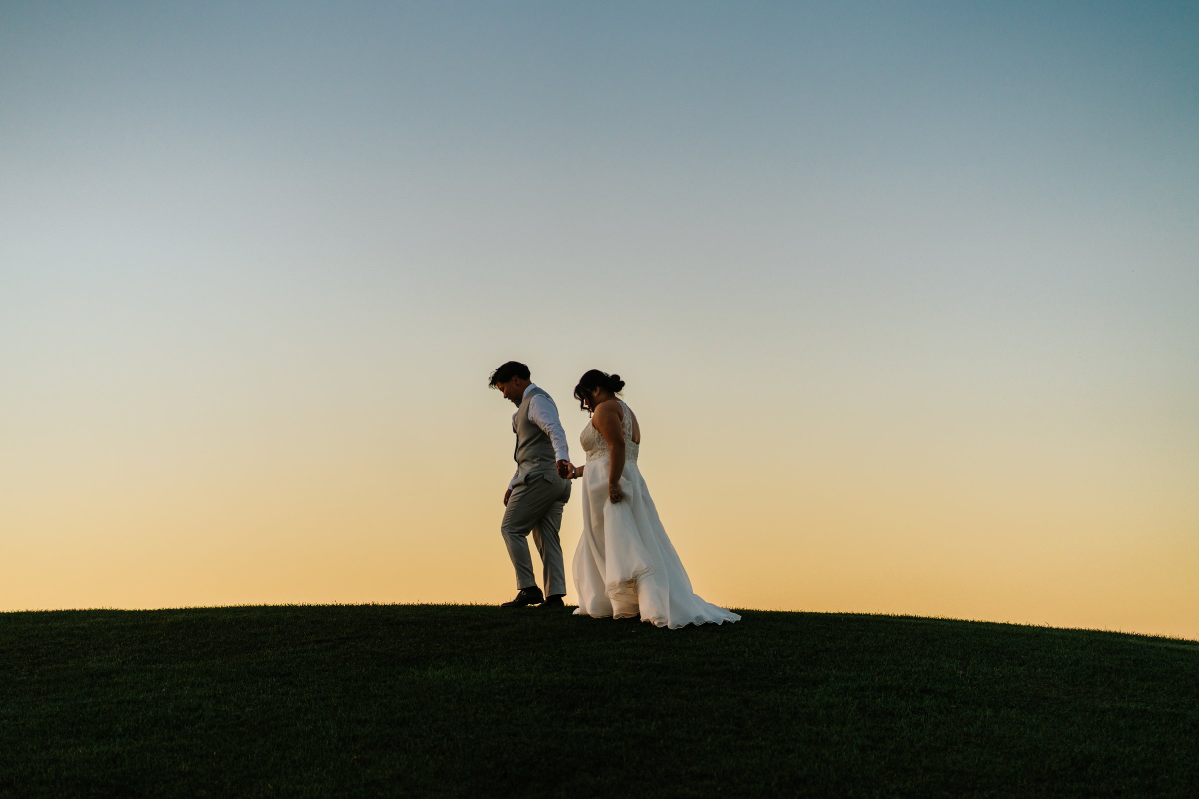 Gin and Marieanne sunset portraits on the Bel Acres Golf and Country Club fairways — October 2025 wedding photography by Chris Ngo, Ngo Photography