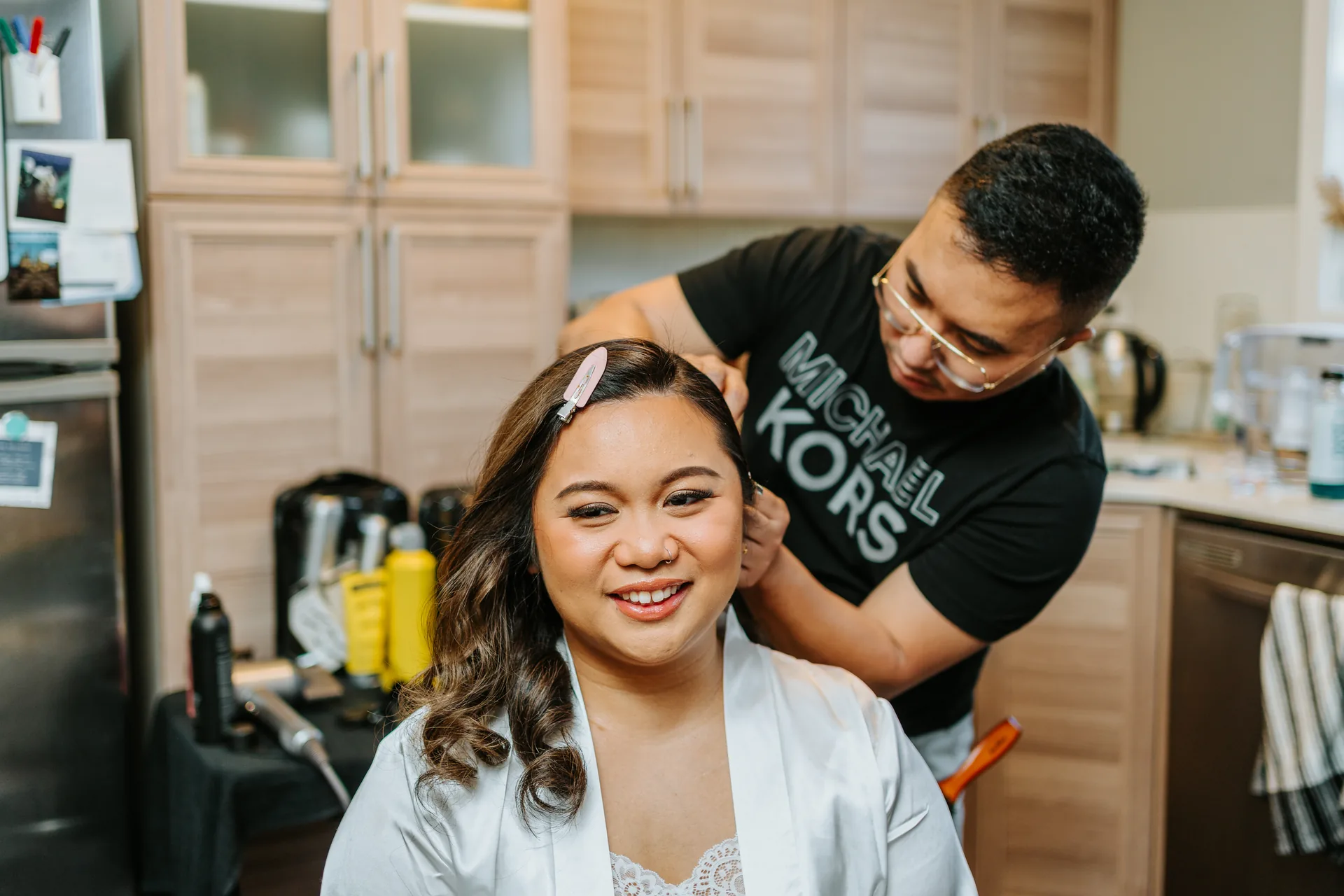 Bride and bridesmaids getting ready together — Bridges Golf Course wedding, Winnipeg