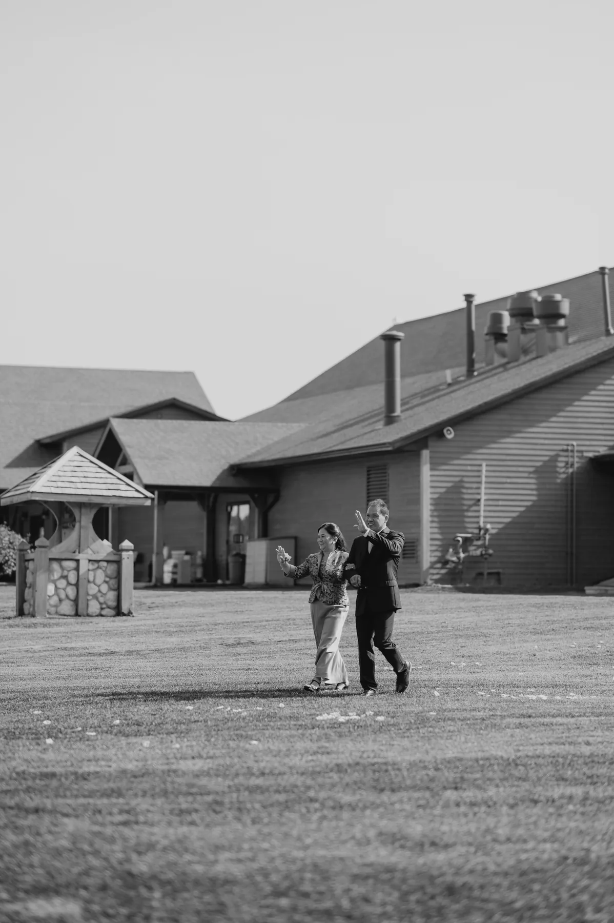 Bride and groom golden hour portrait black and white, Bridges Golf Course, Winnipeg