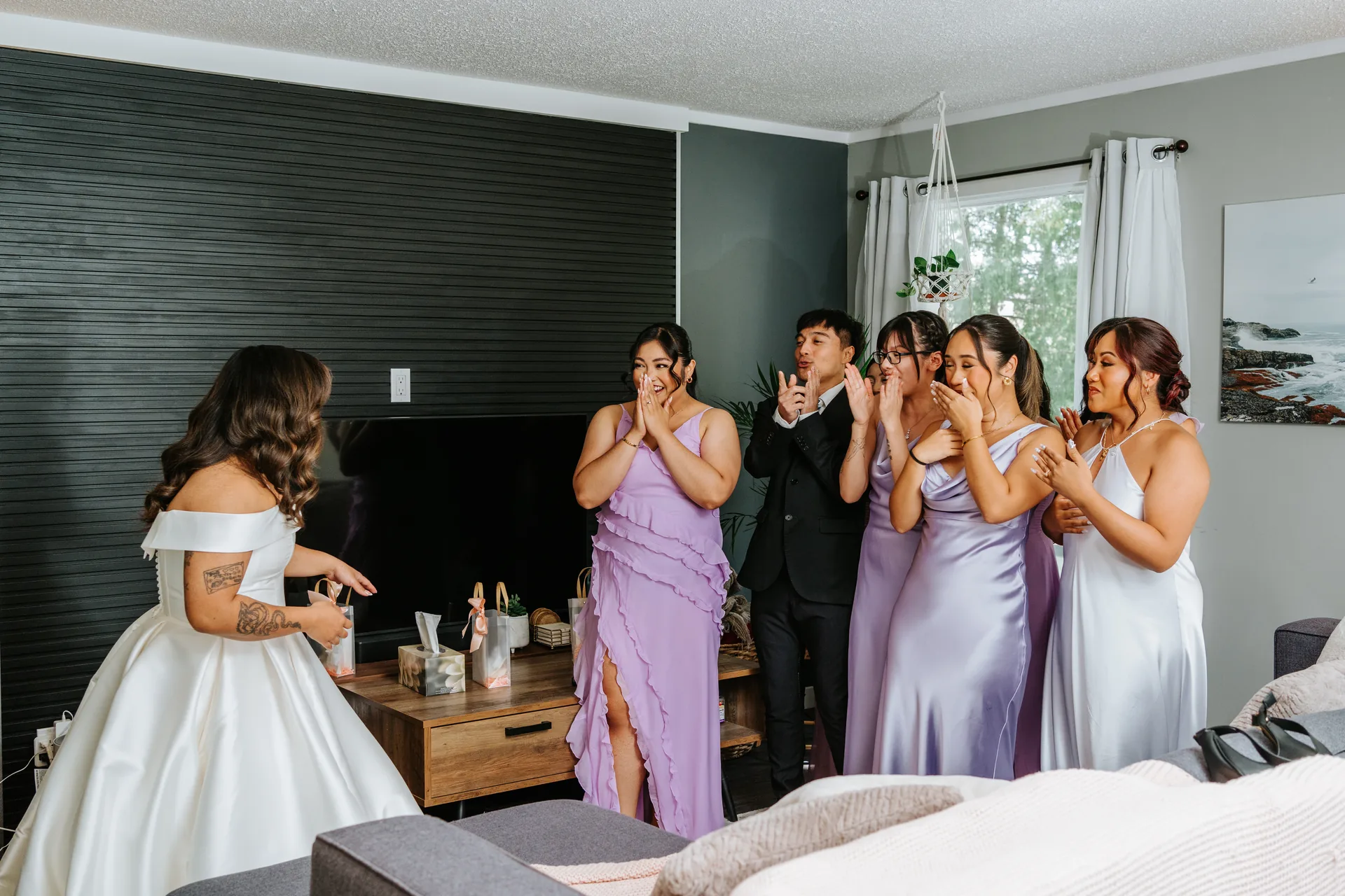 Bride Elona processional down the aisle, black and white — Bridges Golf Course wedding, Winnipeg