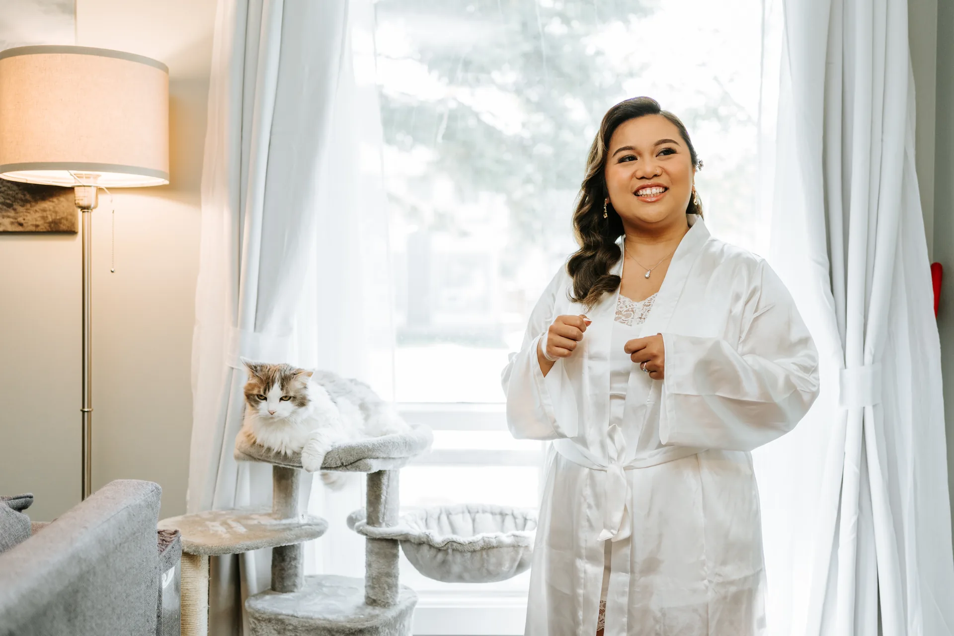 Bridesmaids in lavender dresses getting ready — Bridges Golf Course wedding, Winnipeg