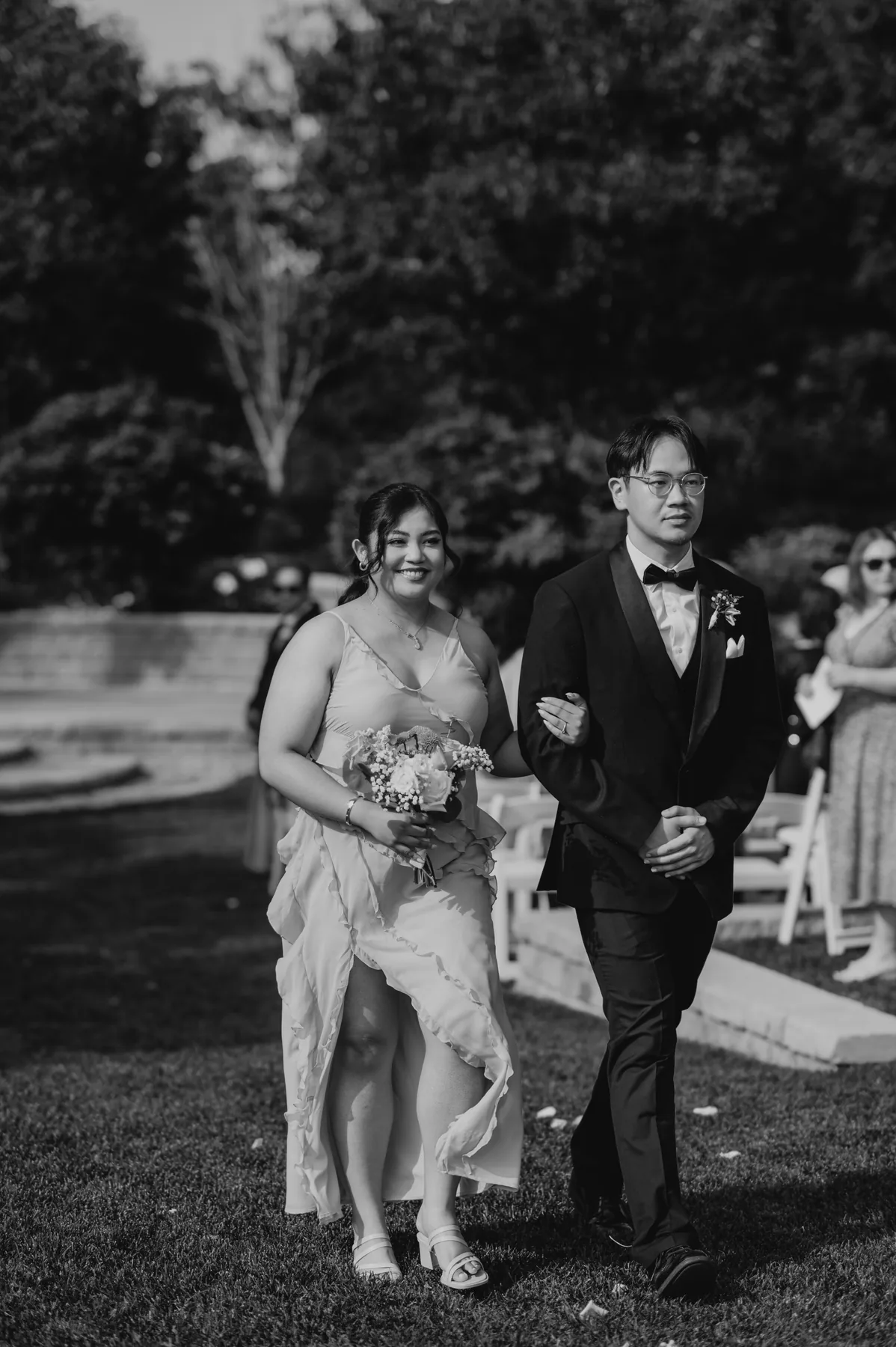 Artistic black and white couple portrait at Bridges Golf Course, Winnipeg