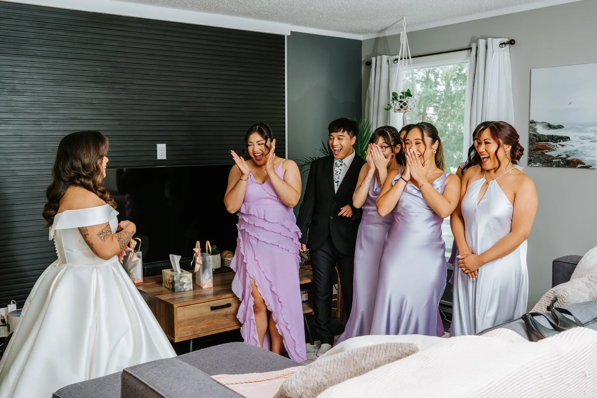 Groomsmen processional in black tuxedos, black and white — Bridges Golf Course wedding, Winnipeg