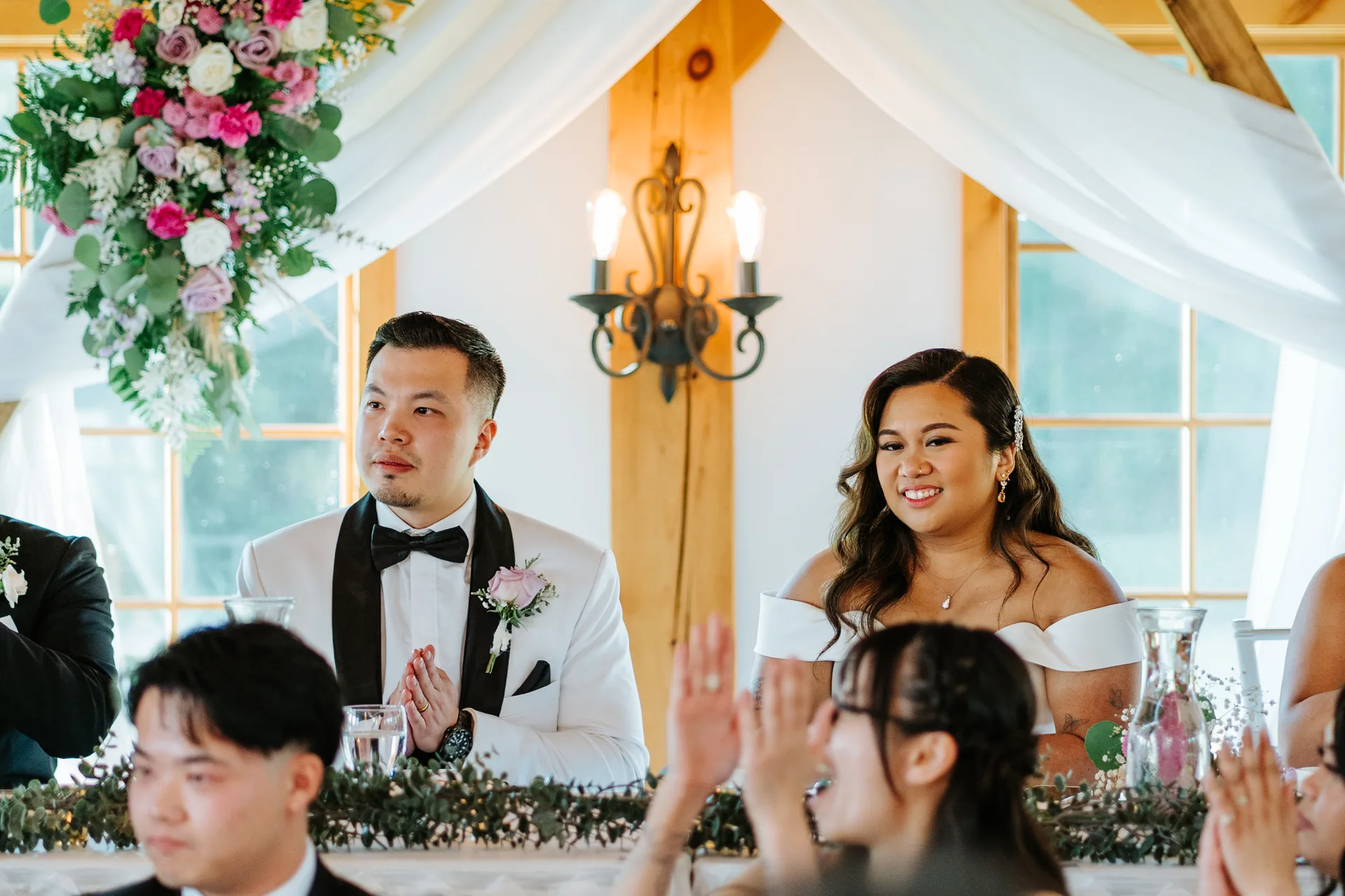 Reception table settings and details at Bridges Golf Course, Winnipeg