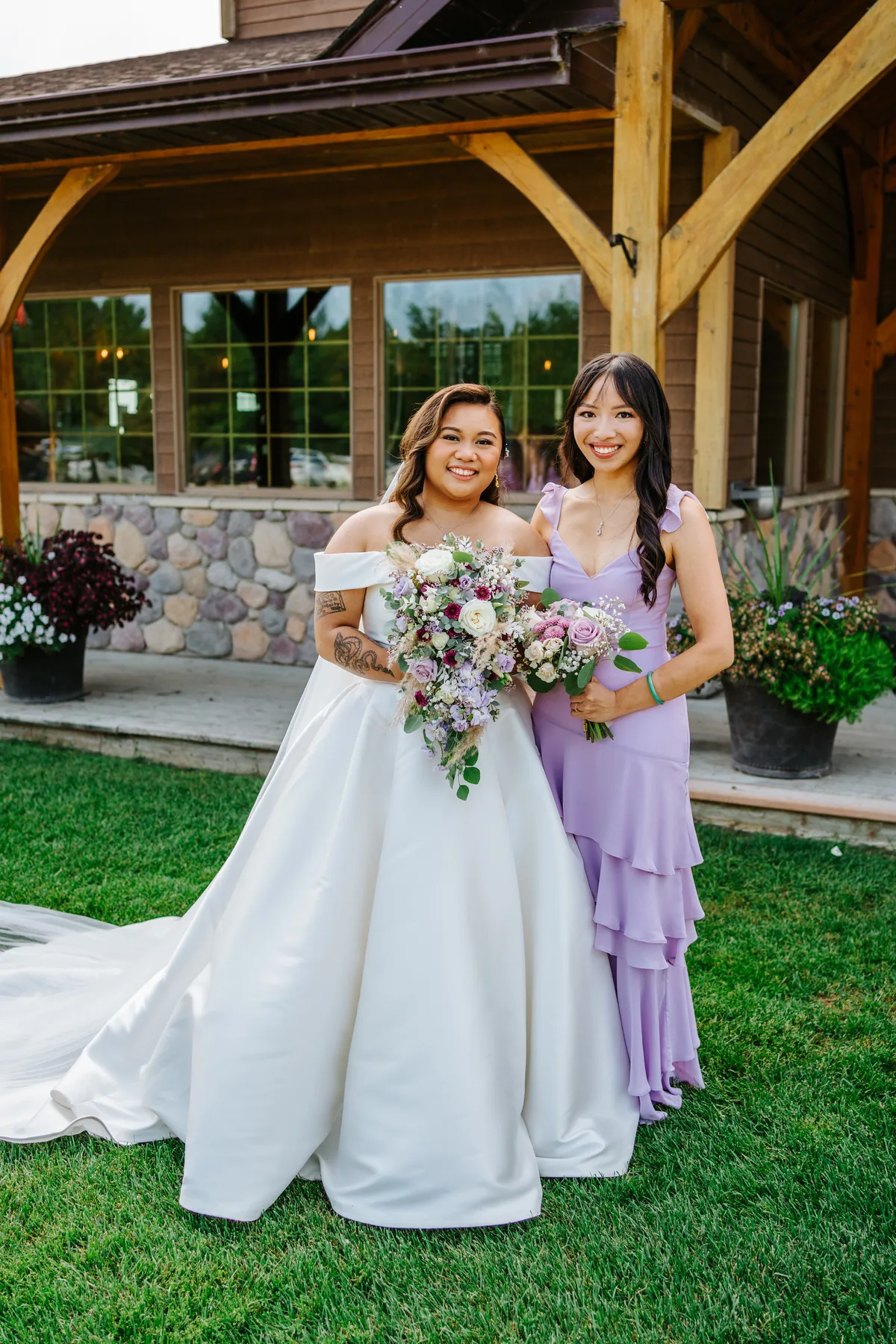 Wedding party group photo on the lush grounds of Bridges Golf Course, Winnipeg, Manitoba
