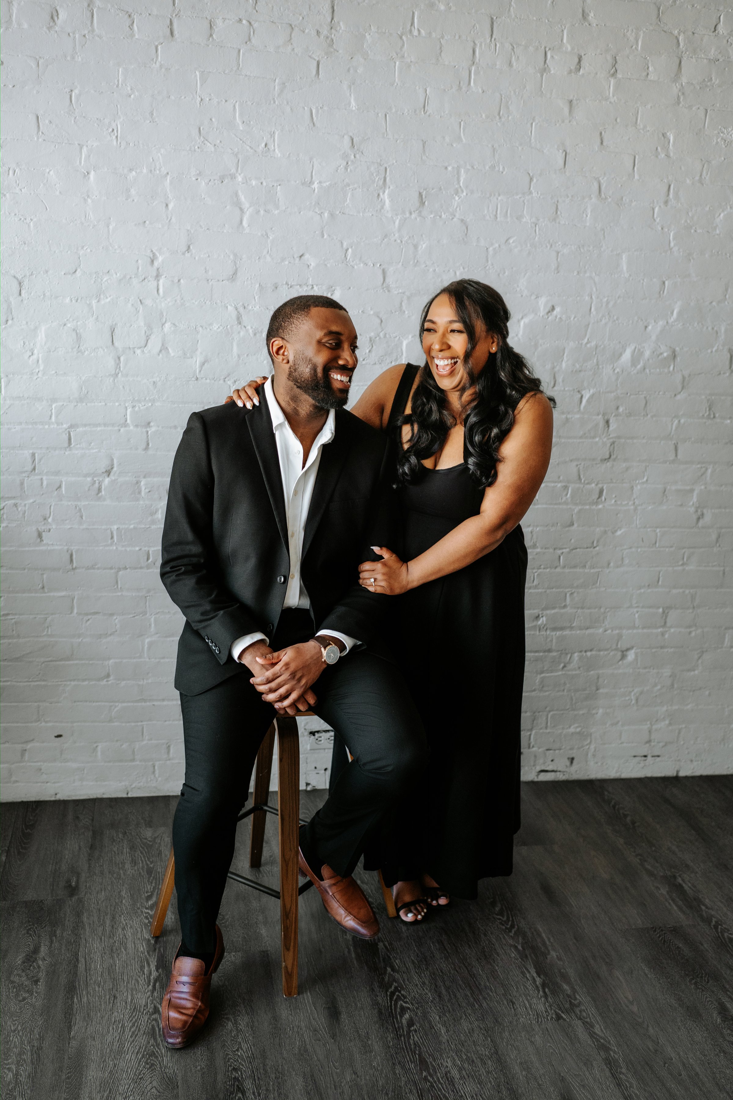 Jaida and Jordan intimate moment in the studio with soft light — engagement photography by Ngo Photography Winnipeg