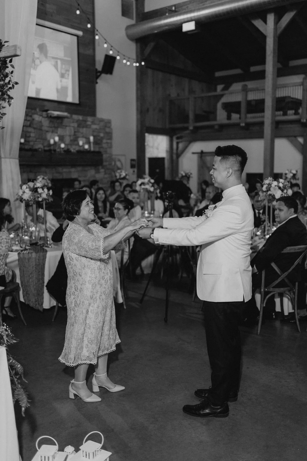 Mark and his mother during the mother-son dance at Hawthorne Estates reception, Manitoba