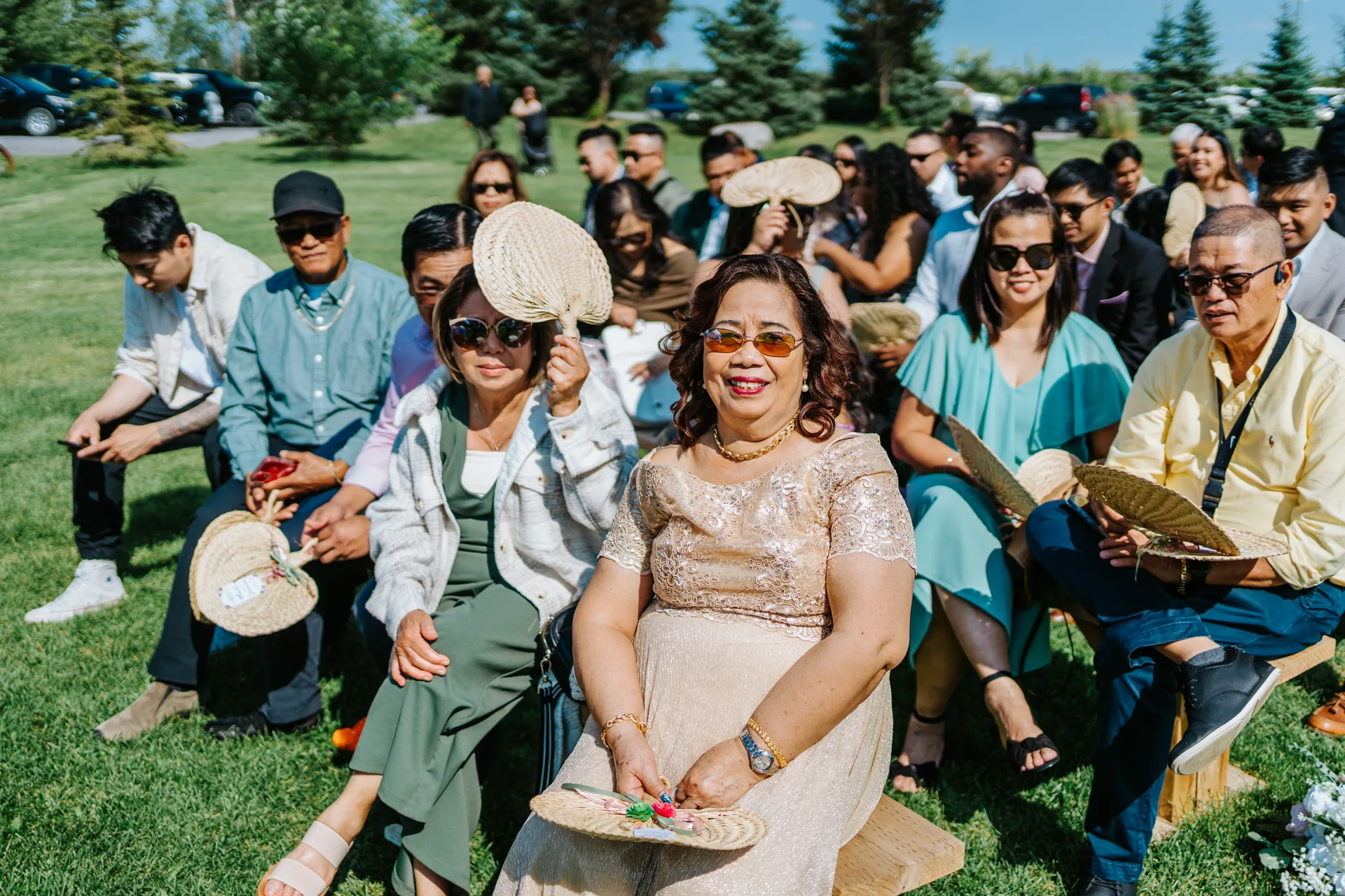 Wedding party processional on the lawn at Hawthorne Estates, Manitoba