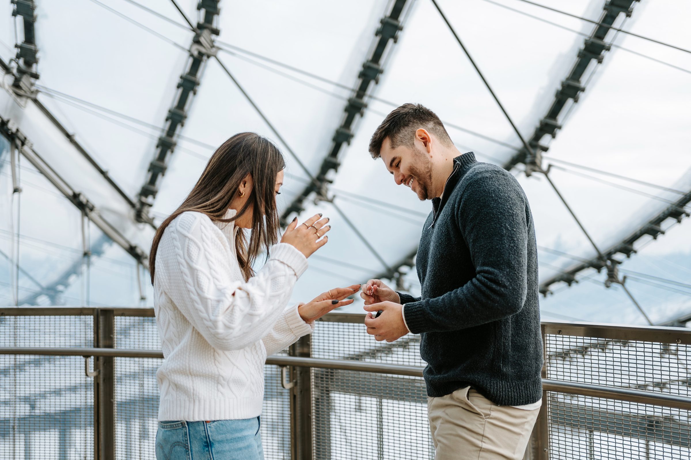Kayla and Daniel proposal moment — engagement photographer Winnipeg Manitoba