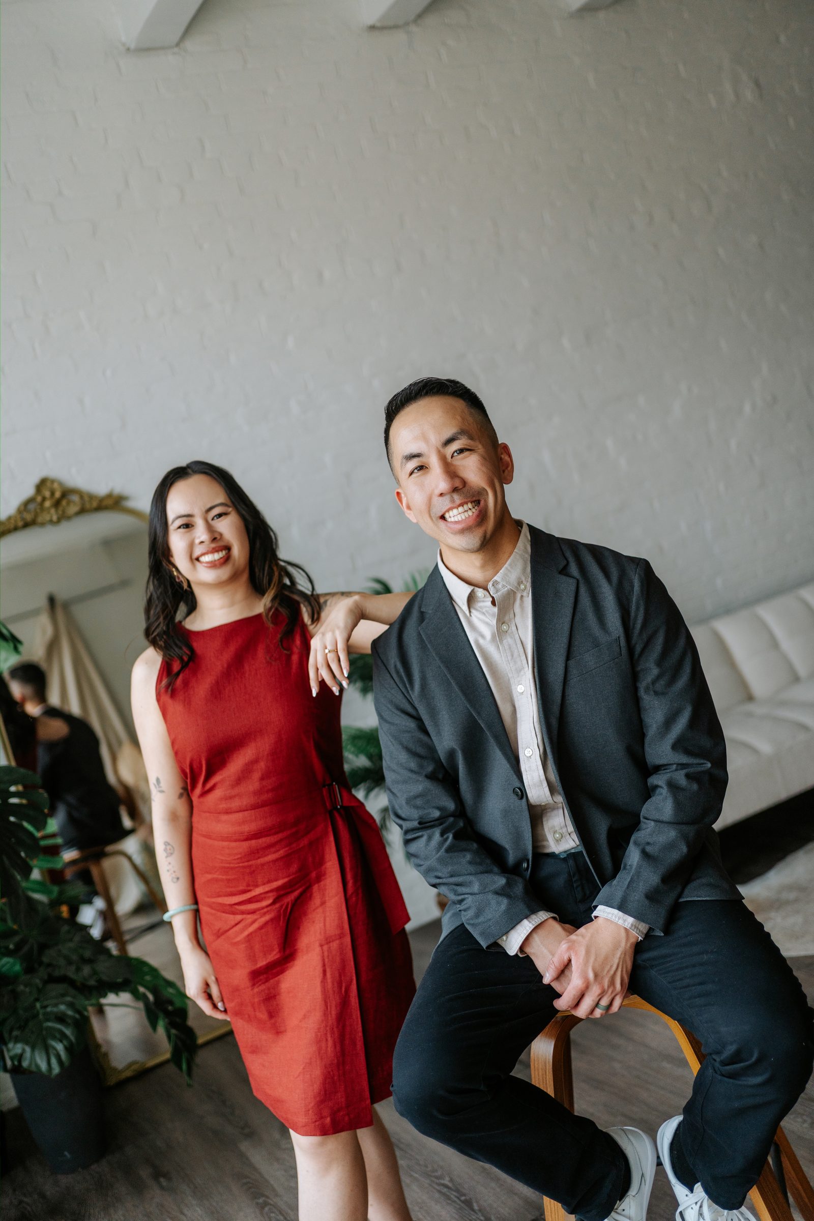 Monica and Jason intimate portrait during wardrobe change — Winnipeg engagement photography by Chris Ngo, Ngo Photography
