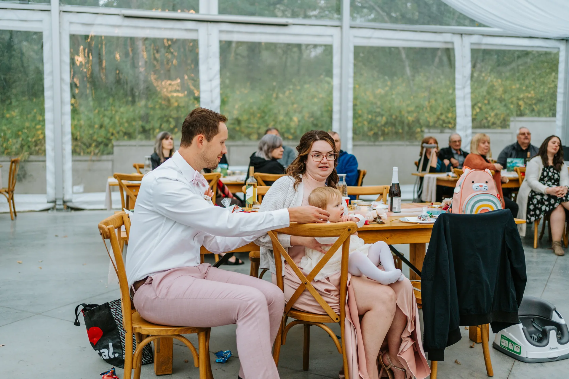 Bride Paola emotional during wedding speeches at Oakland Estates Manitoba reception — Ngo Photography