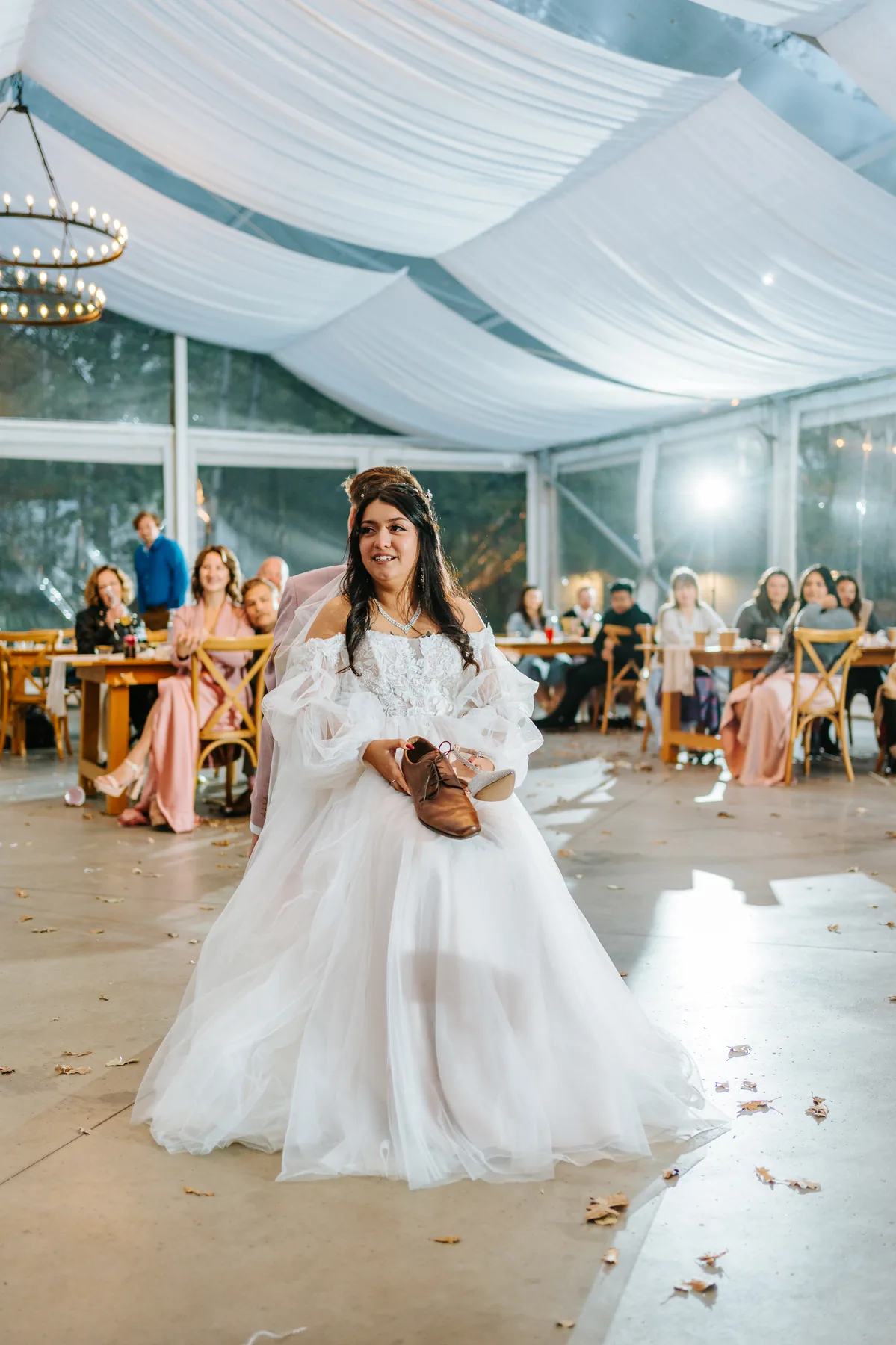 Late night reception dancing party inside the glass tent at Oakland Estates Manitoba wedding by Chris Ngo