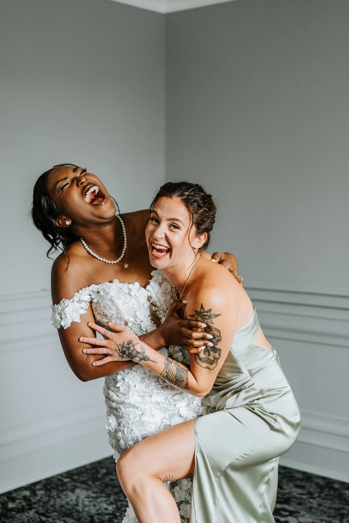 Final touches before the ceremony — bride at the Fort Garry Hotel, Winnipeg