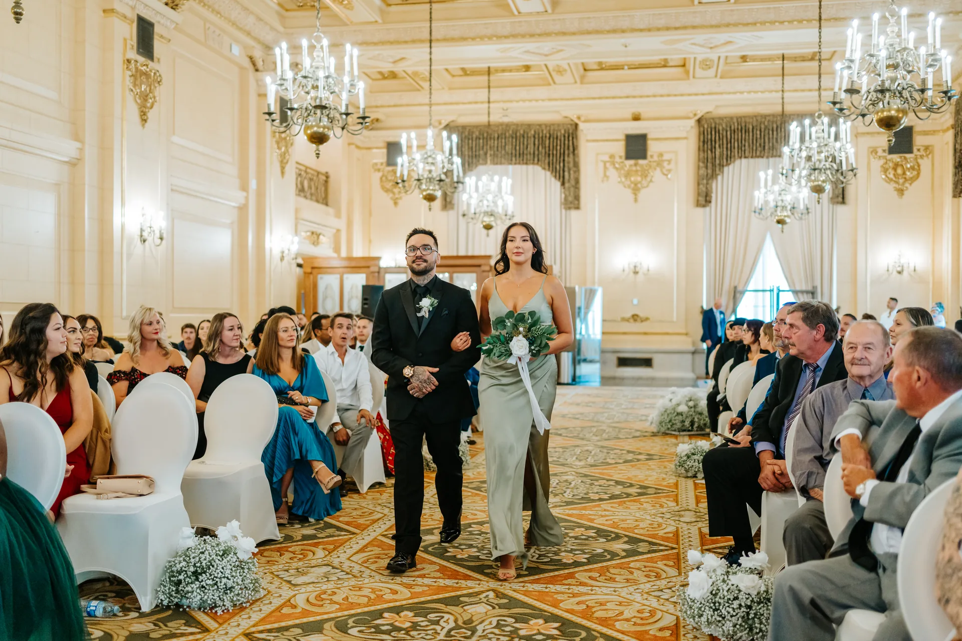 Processional in the Provencher Ballroom at the Fort Garry Hotel wedding ceremony, Winnipeg
