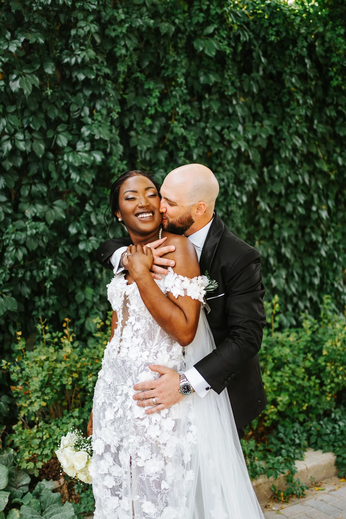 Formal couple portrait at The Forks grounds, Winnipeg — Fort Garry Hotel wedding photography