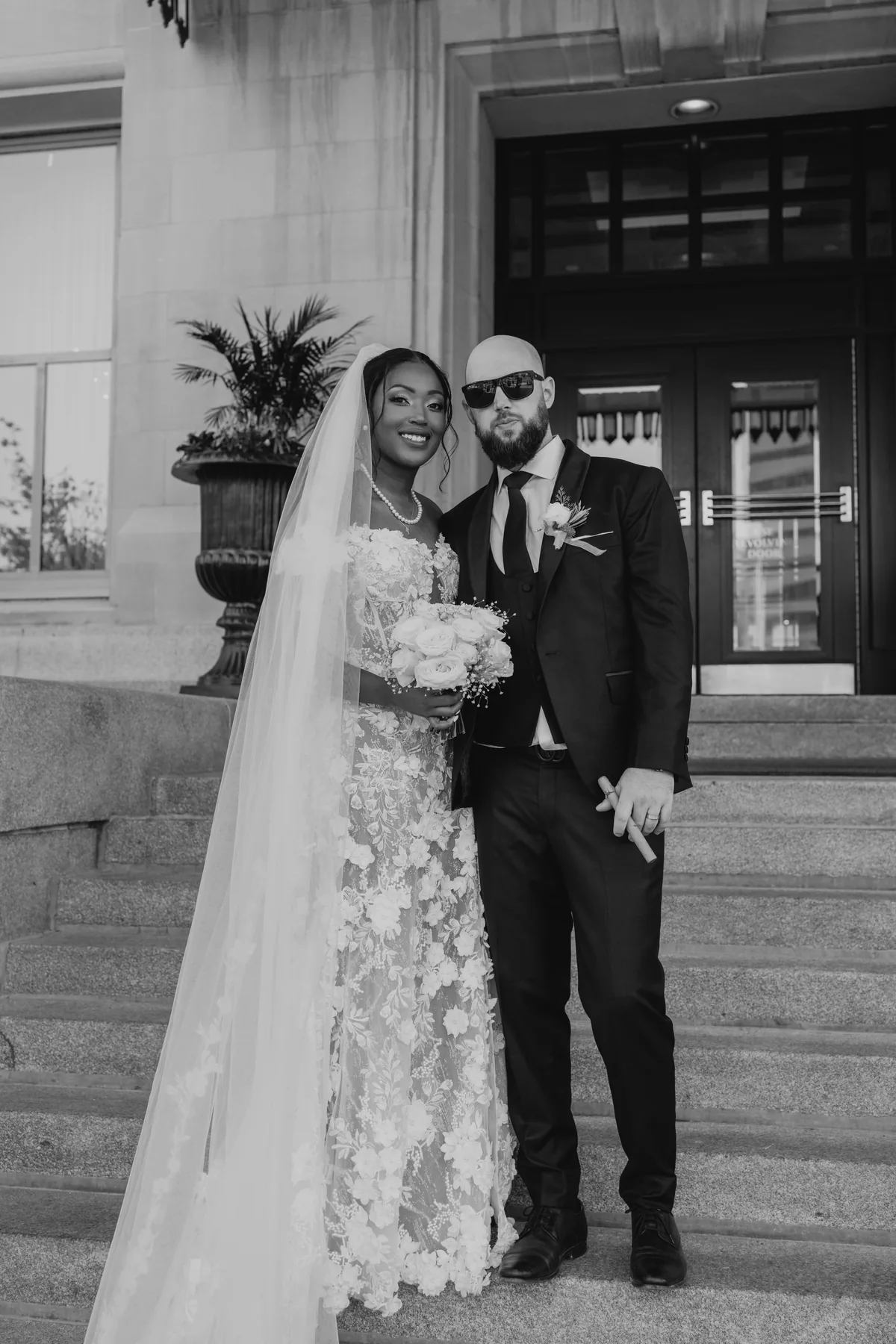 Couple outdoor portrait at The Forks, Winnipeg — Stephanie and Brock Fort Garry Hotel wedding photography