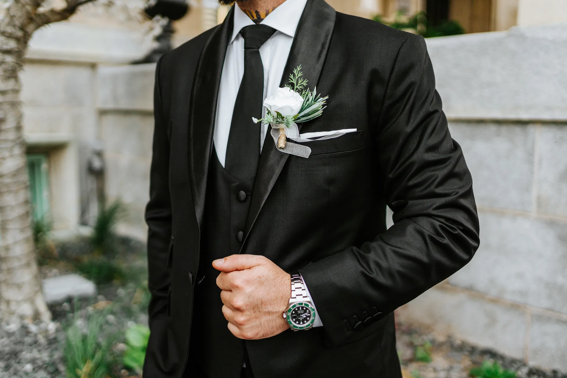 Groom portrait at the Fort Garry Hotel on his wedding day, Winnipeg