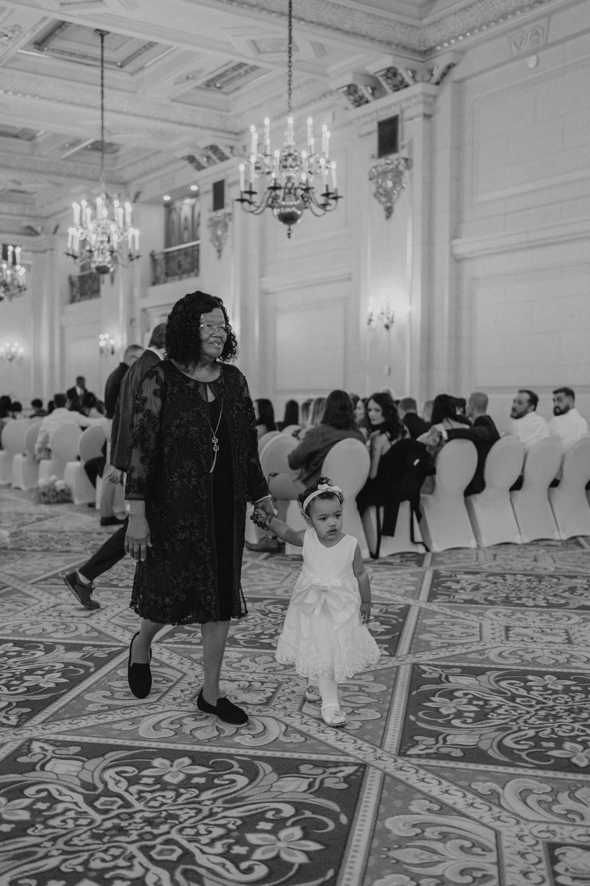 The Provencher Ballroom at the Fort Garry Hotel set for Stephanie and Brock's wedding ceremony, Winnipeg