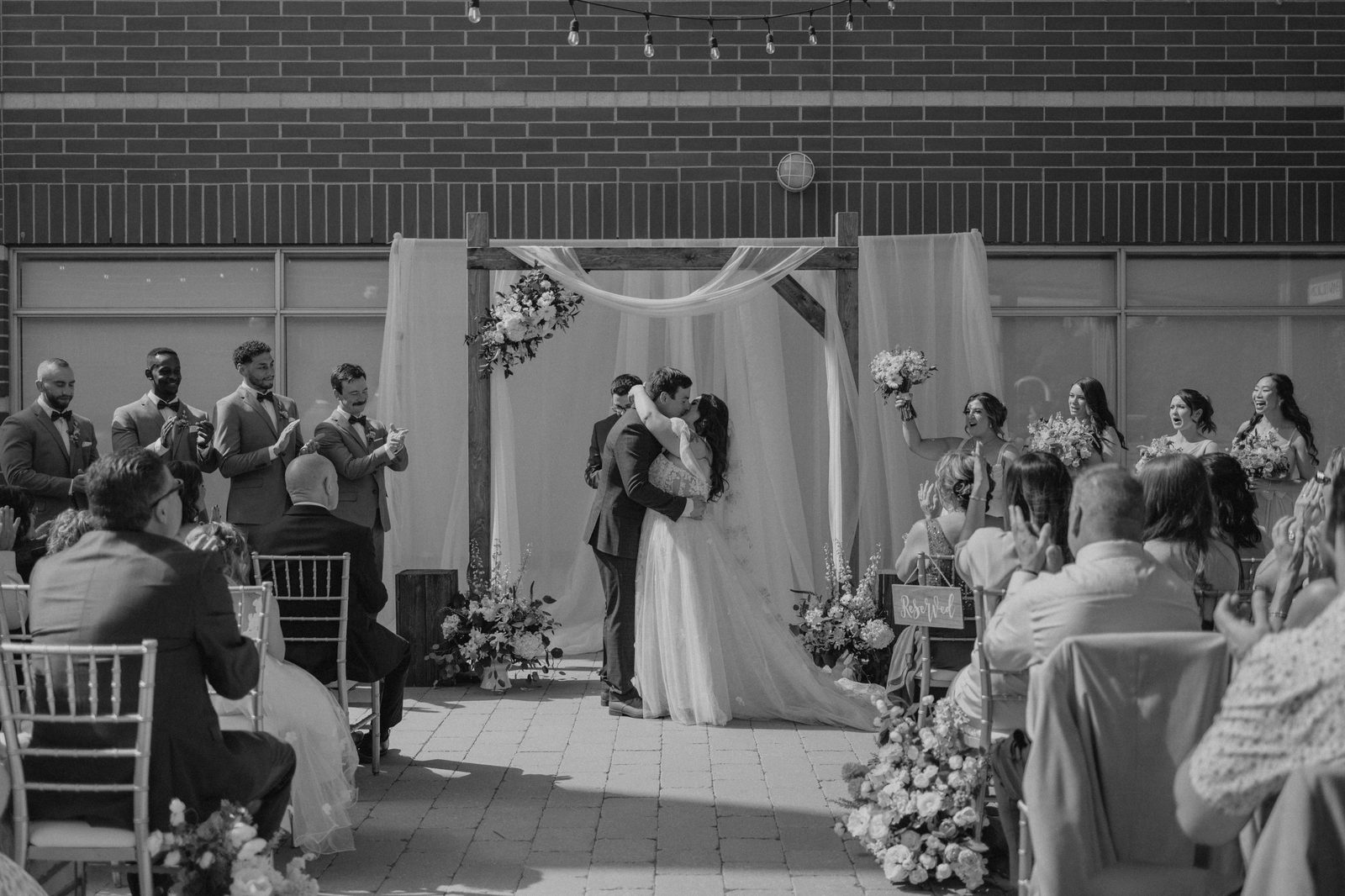 Ceremony vows at the Caboto Centre Piazza — Stephanie and Drew, Winnipeg wedding, photography by Ngo Photography
