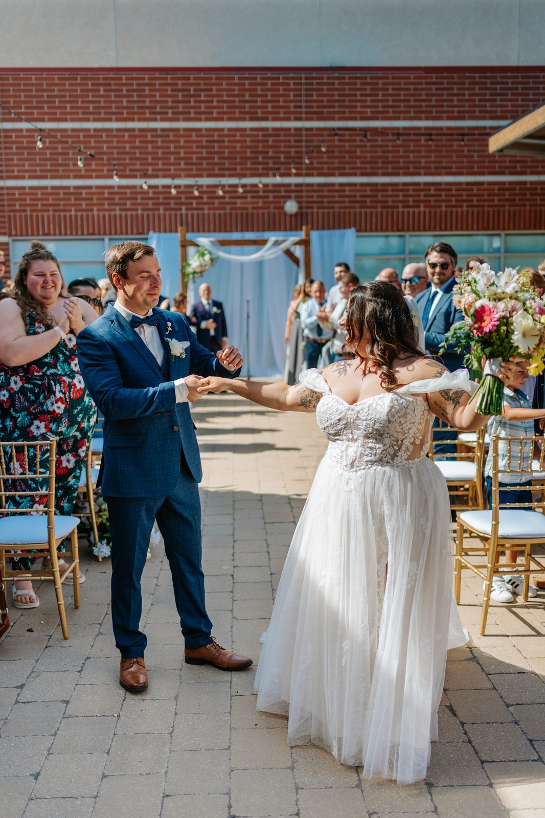 Ceremony celebration at the Caboto Centre Piazza — Stephanie and Drew, wedding photography by Chris Ngo