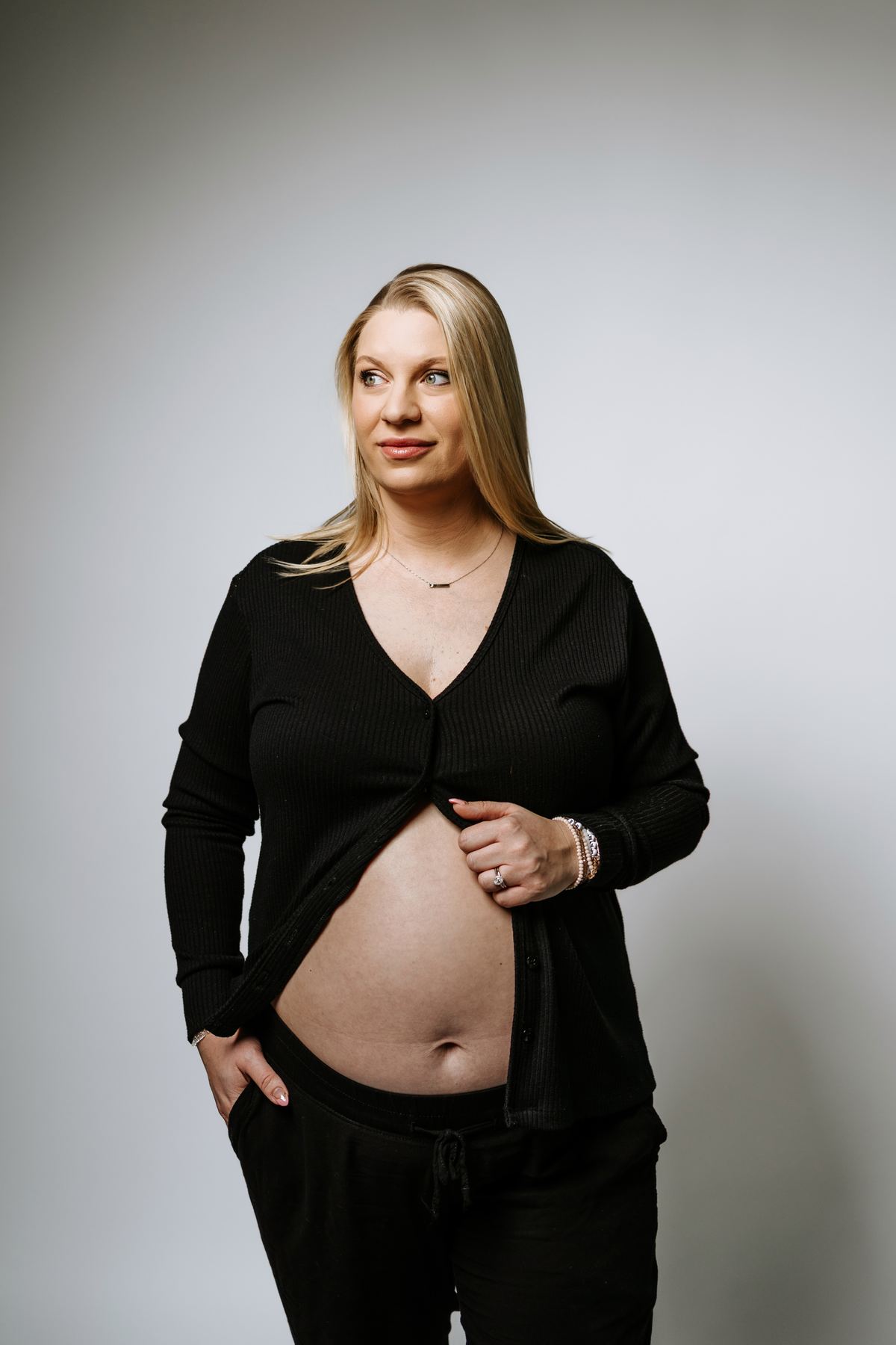 Winnipeg maternity studio portrait — warm lifestyle photography by Ngo Photography